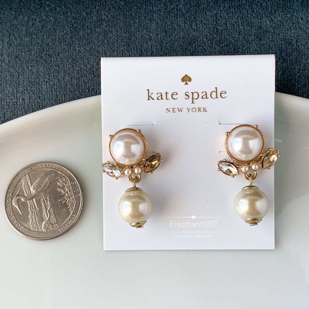 Kate Spade earrings gold pearl crystal earrings - Picture 3 of 4